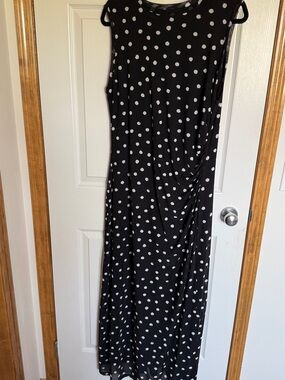 INC International Concepts Black and White Polka Dot Maxi Dress
